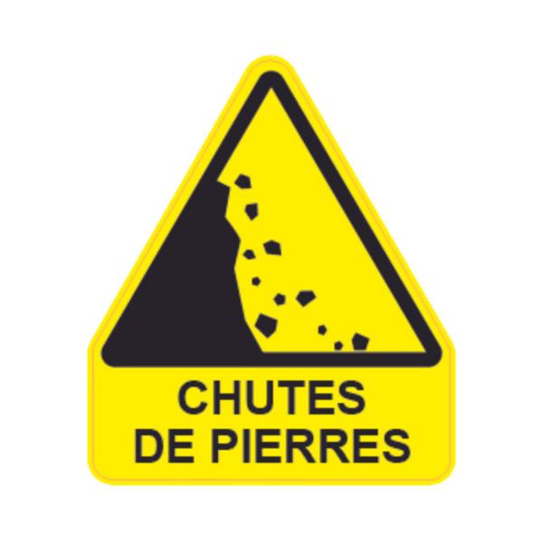 Panneau Triangle DIBOND Danger Texte "Chutes de pierres" TRI-DIB171-TX